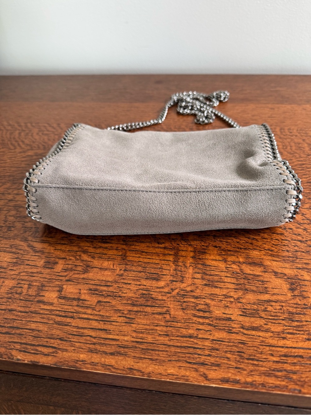Stella McCartney Gray Chain-Trim Falabella Crossbody Flap Bag w/COA - Picture 4 of 13